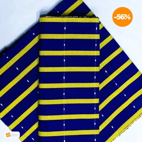 Faso Denfani de qualité motif tixé bleu nuit et jaune