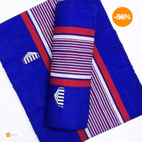 Faso Denfani de qualité Bleu mixé au rouge blanc