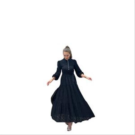 GHADA Robe noire brodée pour femmes