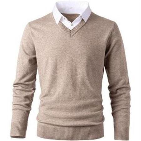 Tricot Pull Homme Col V - Beige