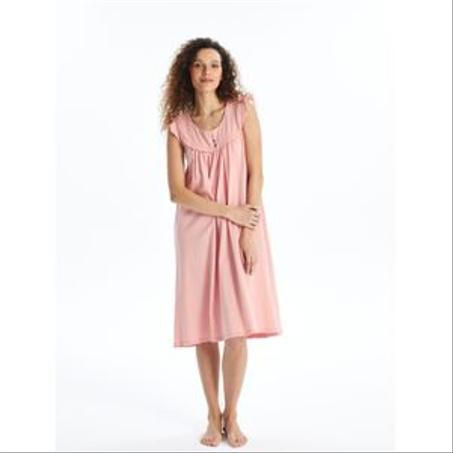 Lc Waikiki Robe de nuit femme à col rond et manches courtes imprimée