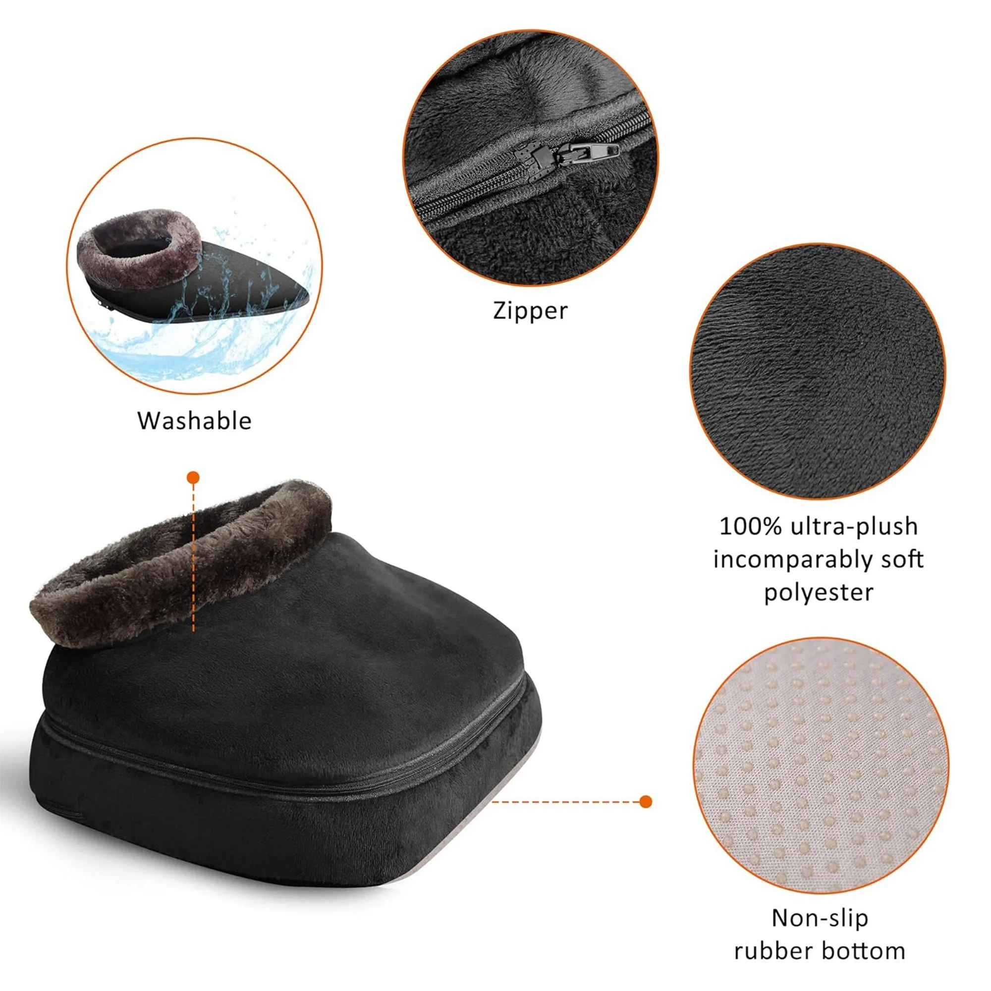 ⭐جهاز تدليك القدمين الكهربائي المخملي المزود بخاصية التسخين وبكرة تدليك اهتزازية - ضمان عام