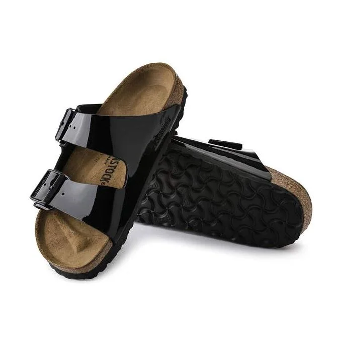 Birkenstock أريزونا بيركو فلور براءات اختراع أسود (N)