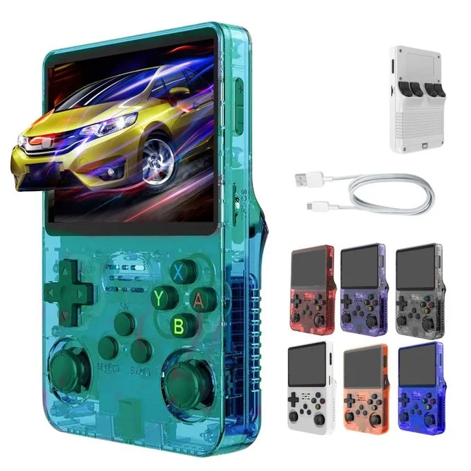 جهاز ألعاب فيديو صغير بتصميم كلاسيكي R36S 20000، نظام ألعاب فيديو، محاكي ألعاب، جهاز ألعاب محمول، جهاز ألعاب أخضر R36s.