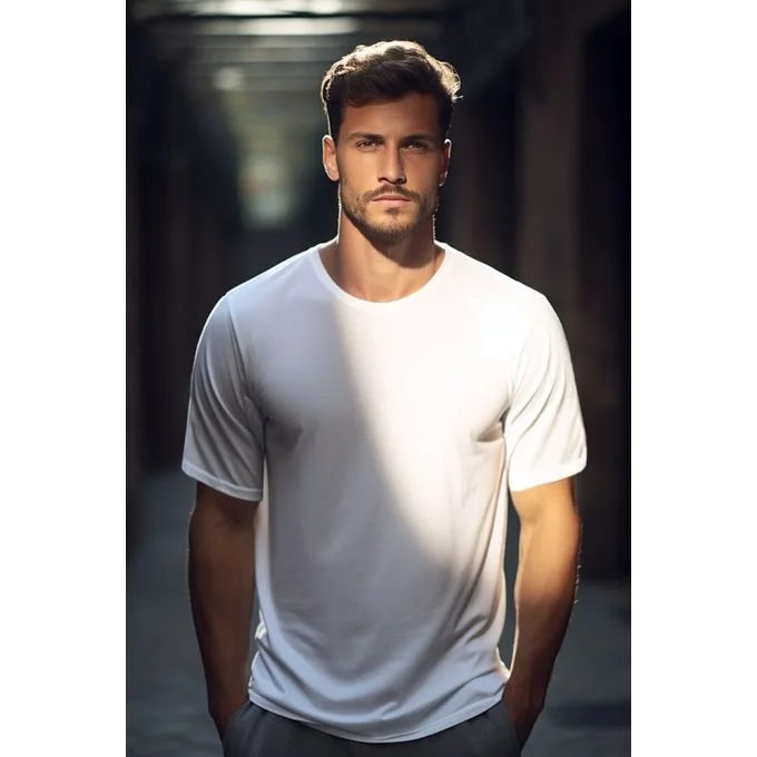 تيشيرت رجالي من ترينديول، قطن 100% - أبيض