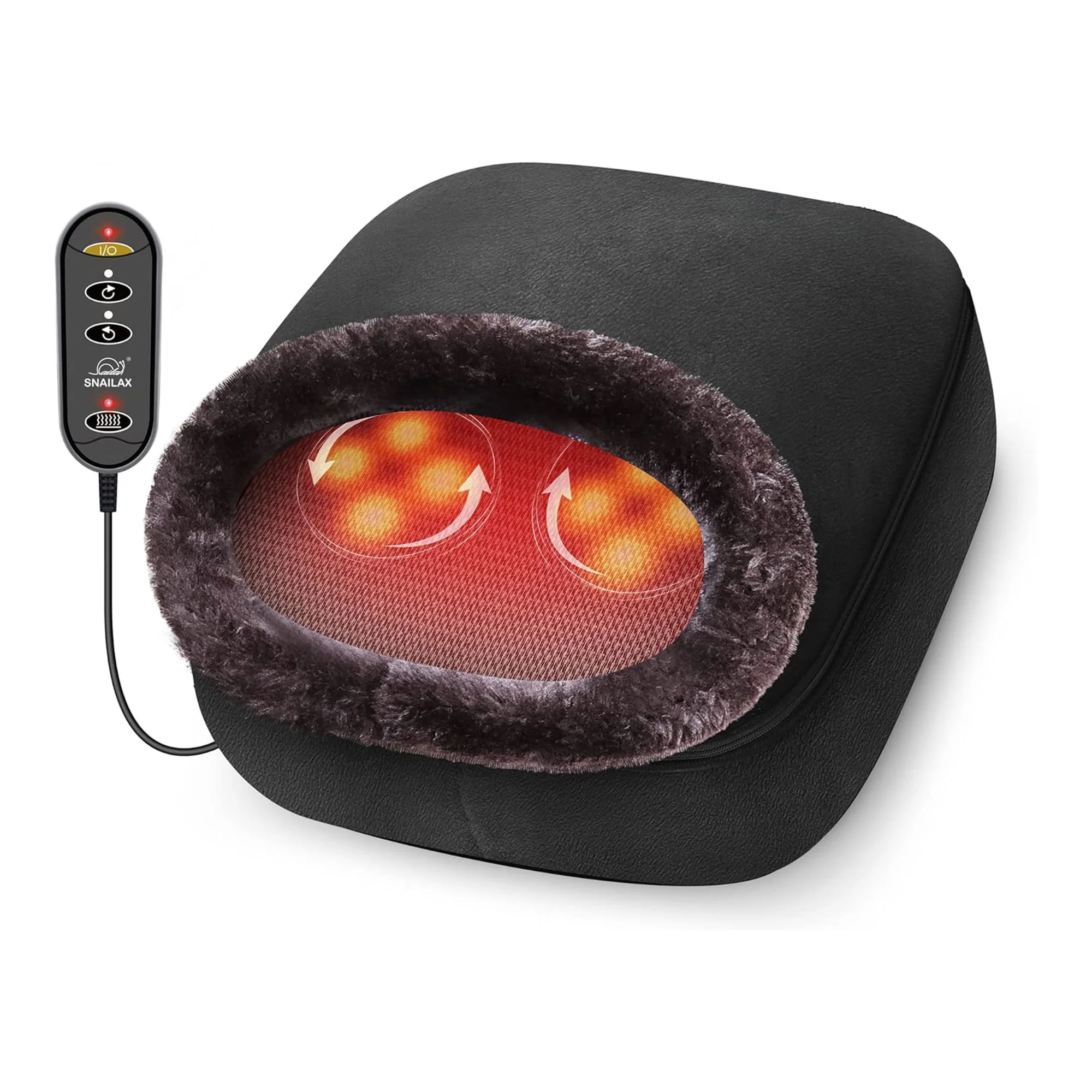 ⭐جهاز تدليك القدمين الكهربائي المخملي المزود بخاصية التسخين وبكرة تدليك اهتزازية - ضمان عام