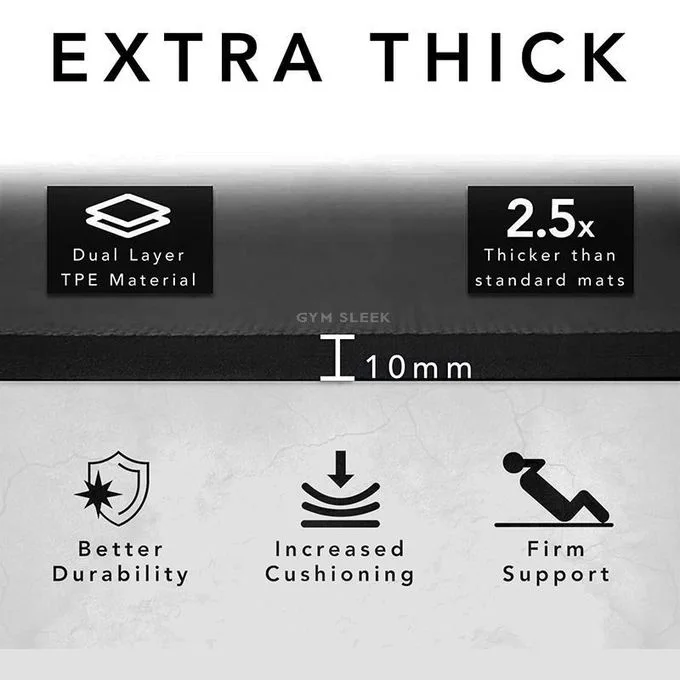 حصيرة يوغا سميكة 10 مم مريحة صديقة للبيئة مستقرة غير قابلة للانزلاق غير سامة للرياضة والسفر والتمدد