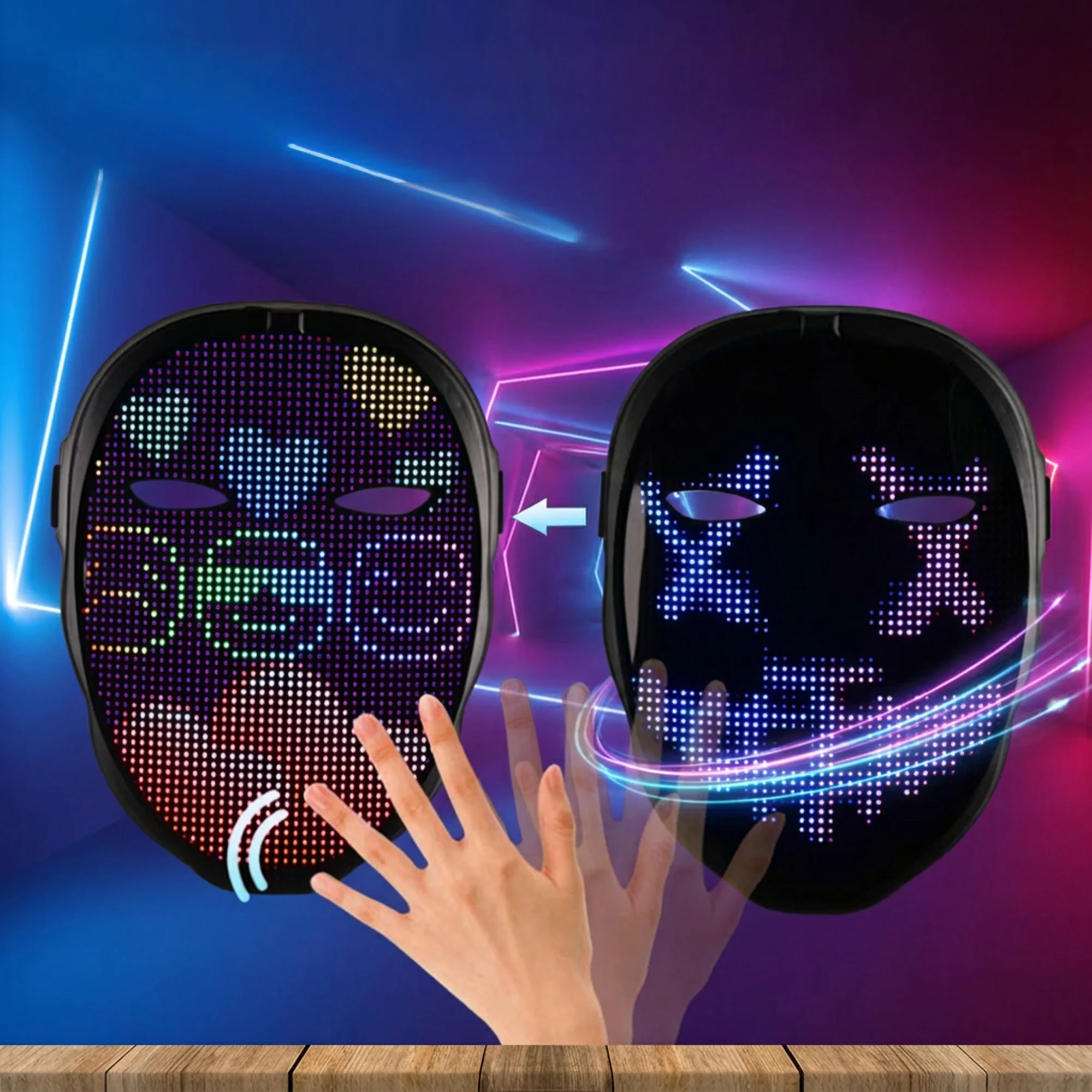 قناع وجه LED قابل لإعادة الشحن وبرمجته بتقنية البلوتوث