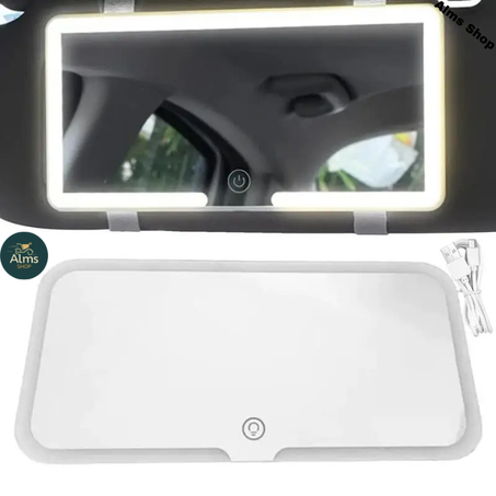 Coiffeuse de voiture à LED, coiffeuse de voiture avec 3 modes d'éclairage et 60 LED, maquillage LED pour voiture