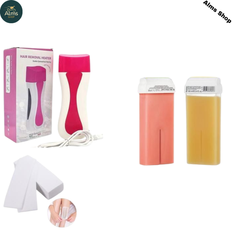 Kit d'épilation à La Cire : Appareil chauffe cire +2 Cartouche tube + 100 bandes