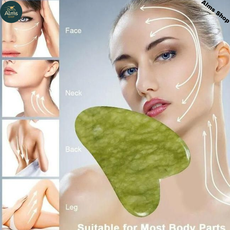 Pierre Naturel Gua Sha Jade, Outil de massage visage, anti-stress, relaxation, Grattoir Facial