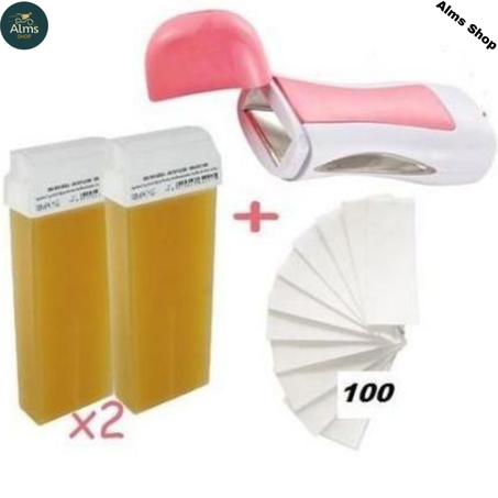 Pack d'épilation Appareil Chauffe Cire+2 cartouche jaune +100 Bandes
