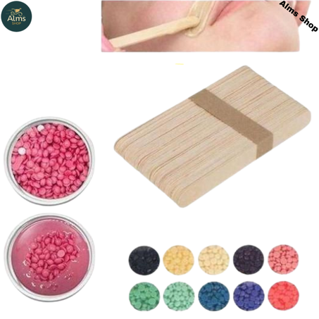 Pack Wax Cire 200g +spatule En Bois Abaisse-langue Masque Jetable 100 Pcs (Wax Couleure Aleratoire)