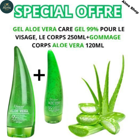 Pack Gel Aloe Vera Care Gel 99% 350ml + Gommage Corps Aloe vera 120ml