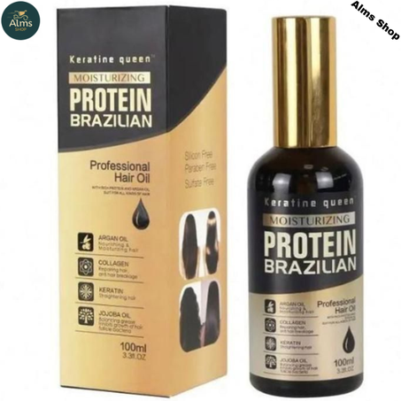 huile de cheveux keratine queen Moisturizing Protein Brazilian antichute 100ml