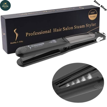 Lisseur Cheveux Vapeur - Professionnel - Plaques en Céramique - Écran LCD - 6 Réglages - Hydratation