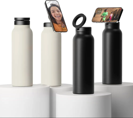 زجاجة ماء فاخرة مع حامل مغناطيسي للهاتف