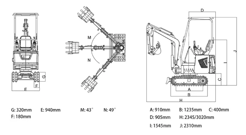mini excavator huayee hy12d structural design