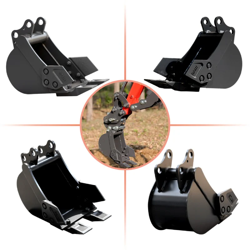 8 inch mini excavator toothed bucket angle display