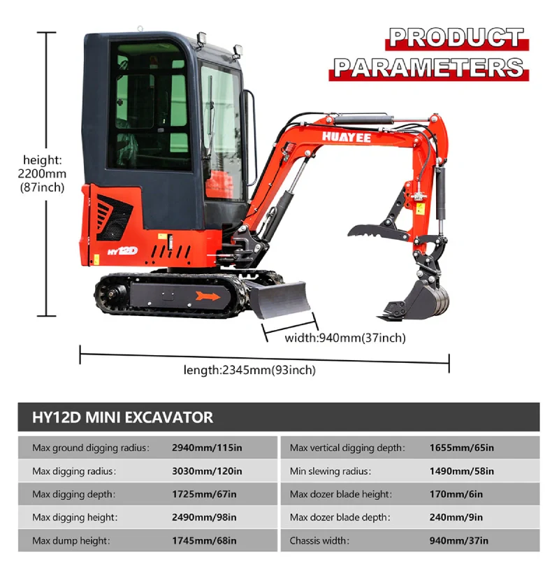 mini excavator huayee hy12d operating performance