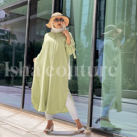 🌸 Robe chemise  chic d’été pour femme hijab