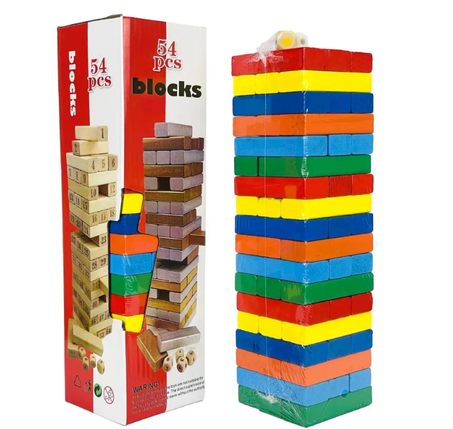 لعبة جينغا خشبية ملوّنة – 54 قطعة