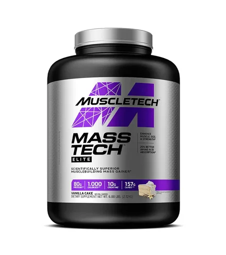 MuscleTech Mass-Tech Elite - Gainer de Masse Musculaire - Saveur Vanille Cake - 2.72kg