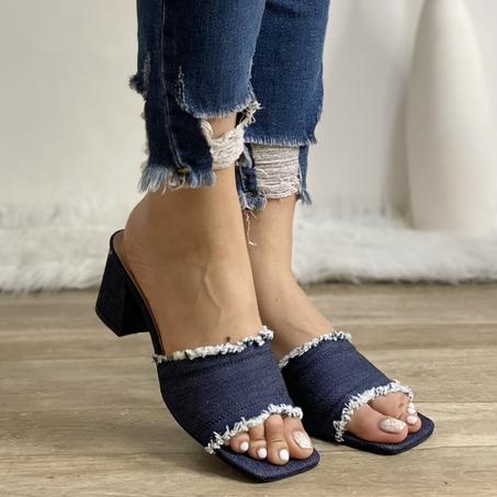 Sandales Classqiue  En Jeans avec des talons Moyen - Nouvelle Collection été 2024