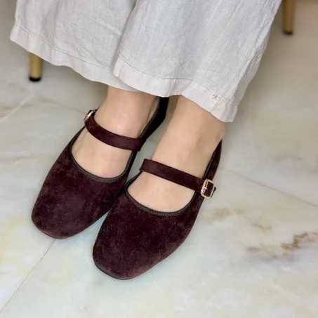 Ballerines en Daim Style Mary Jane - Nouvelle collection 2026