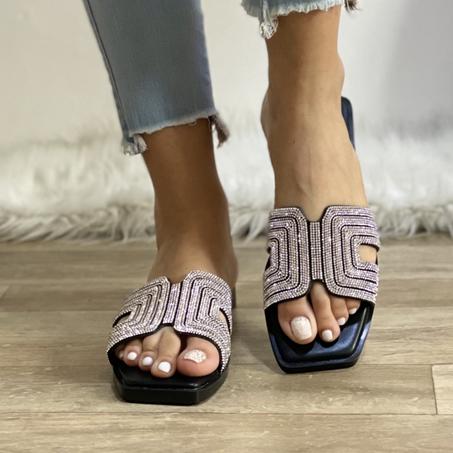 Sandale Plat effect Diamond - Nouvelle collection été 2024 - Noir