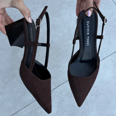 Escarpin en Suède à Bride arrière  élégant et Classique - Nouvelle Collection 2026