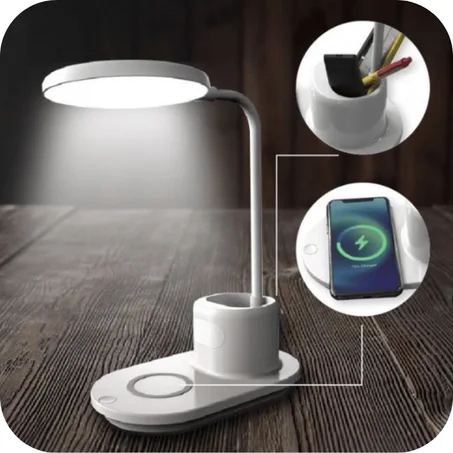 مصباح طاولة مع شاحن لاسلكي