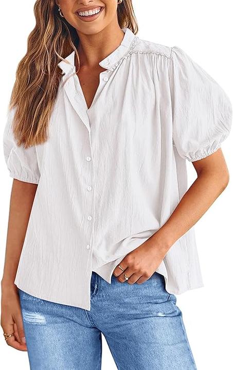 PRETTYGARDEN Women's 2025 Summer Tops Button Down Shirts