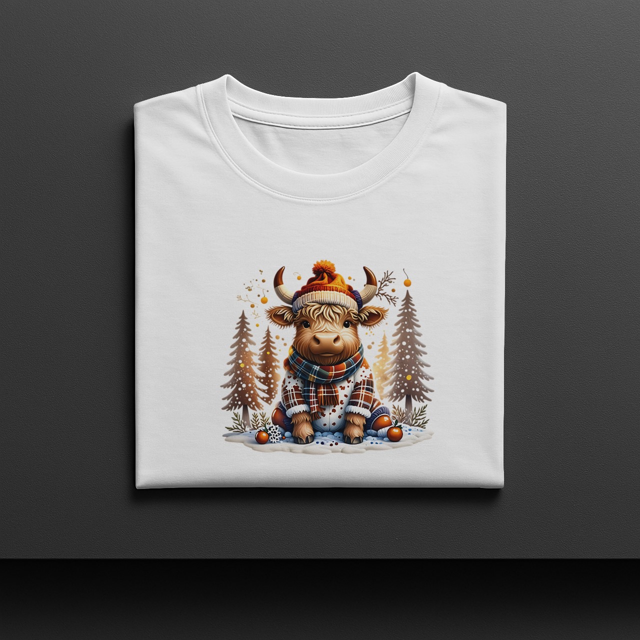 Cute Christmas Baby Cow PNG