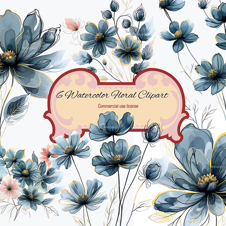 Watercolor Pastel Flowers Clipart