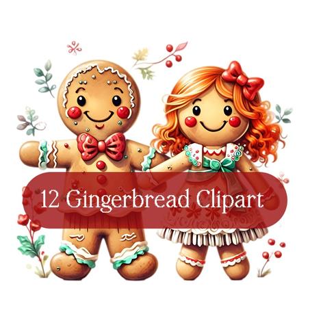 12 Christmas Gingerbread Clipart