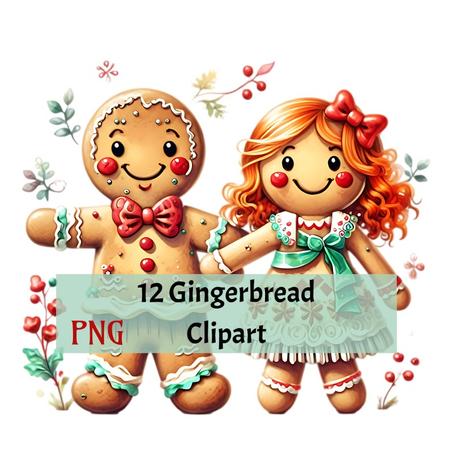 12 Christmas Gingerbread Clipart