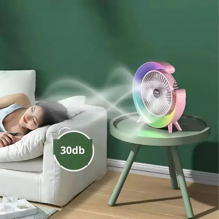 مروحة تبريد صغيرة مع ضوء ليلي LED