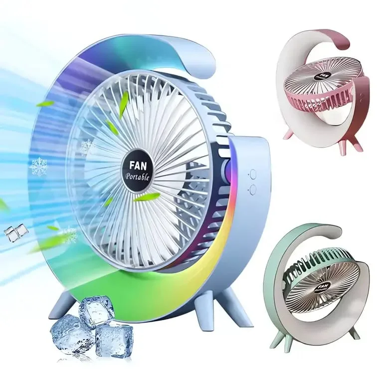 مروحة تبريد صغيرة مع ضوء ليلي LED