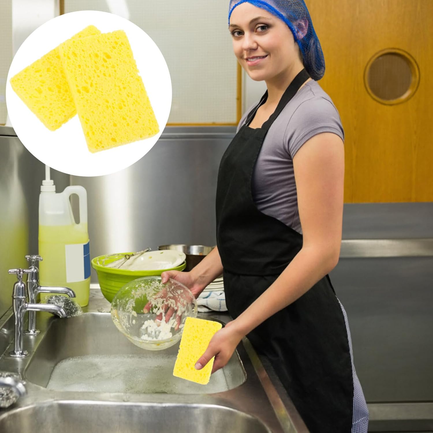 إسفنج سيليلوز المنزلي غير قابل للخدش للأطباق 5قطع  إسفنج متعدد الاستخدامات للأطباق المنزلية، متين بدون رائحة، إسفنجة تنظيف للأطباق المنزلية والمطبخ والحمام