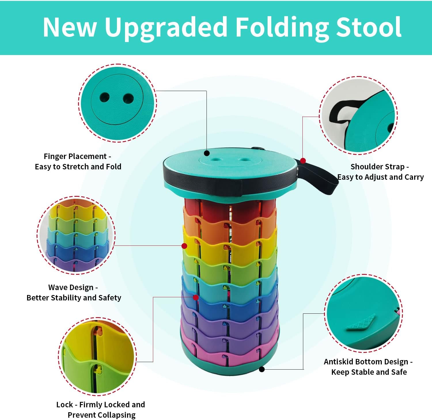 كرسي محمول قابل للطي بتصميم متداخل صغير الحجم وخفيف الوزن للتخييم للبالغين