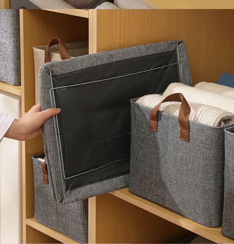 صندوق تخزين ملابس من دويليكس، منظم قابل للطي لرفوف الدولاب بإطار من الصلب لتخزين الملابس والساري وملايات السرير والبطانيات، سعة 26 لتر