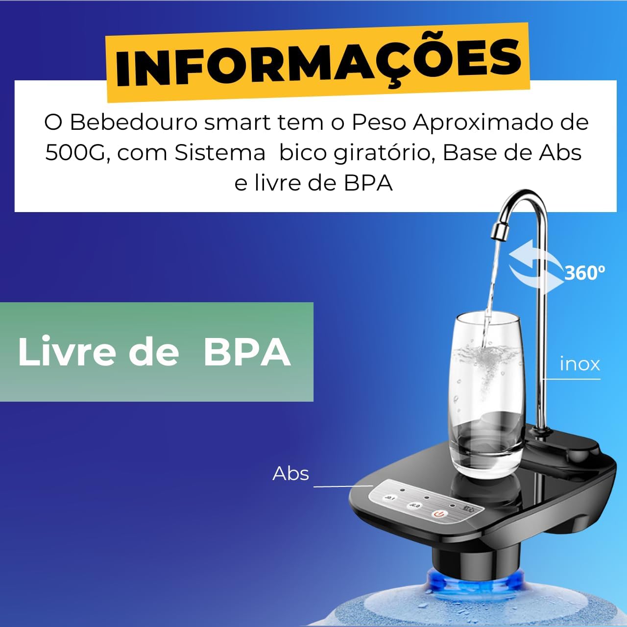 موزع ماء بمضحة كهربائية USB، موزع ماء لزجاجات الماء القابلة لإعادة الملء بسعة 5 لتر و10 لتر و20 لتر، موزع اوتوماتيك