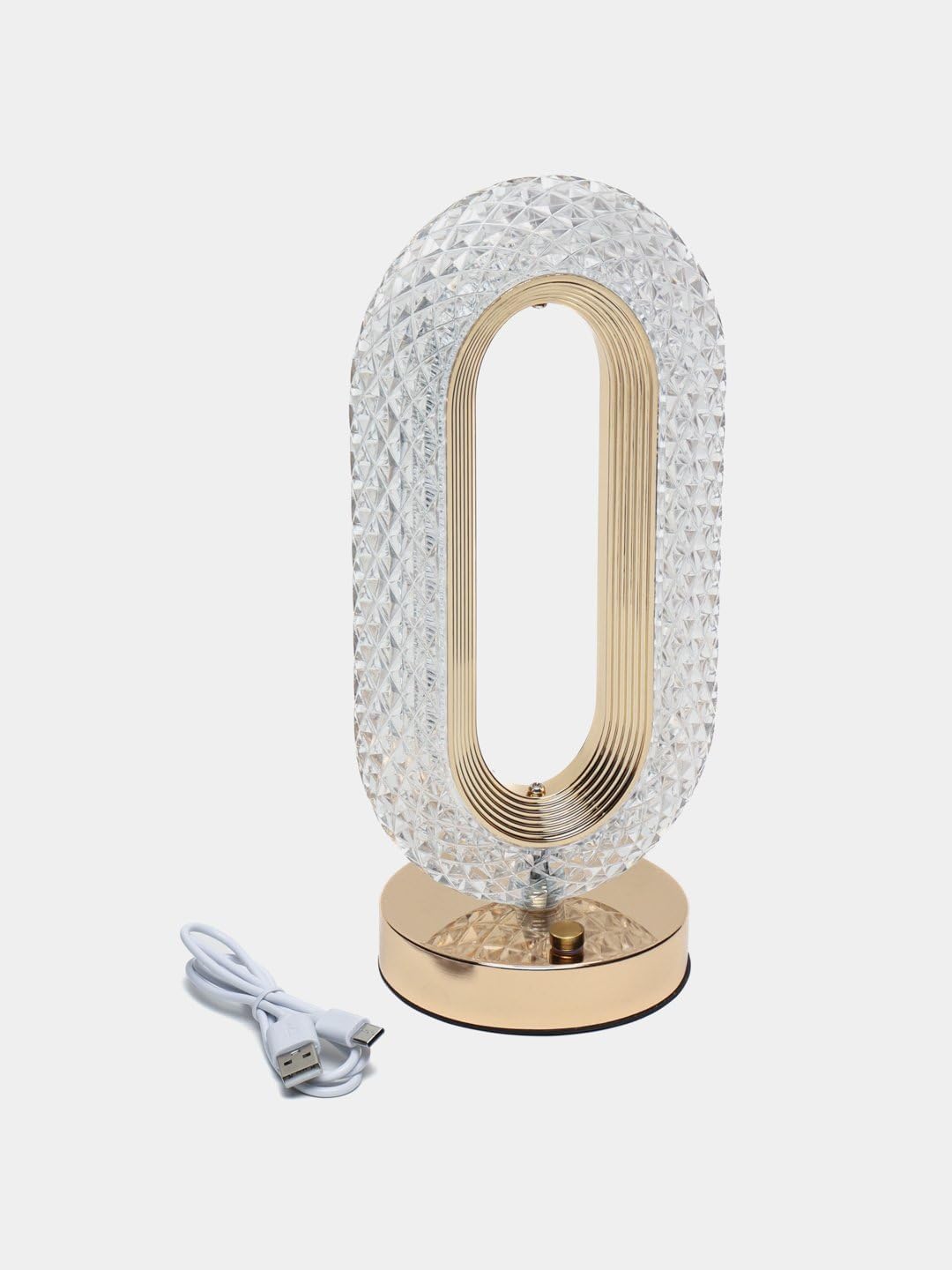 مصباح طاولة كريستال دايموند LED، 3 درجات حرارة للالوان، تحكم باللمس، منفذ USB، مصباح LED اكريليك رومانسي مبتكر لغرفة النوم وغرفة المعيشة وغرفة الاطفال والمكتب