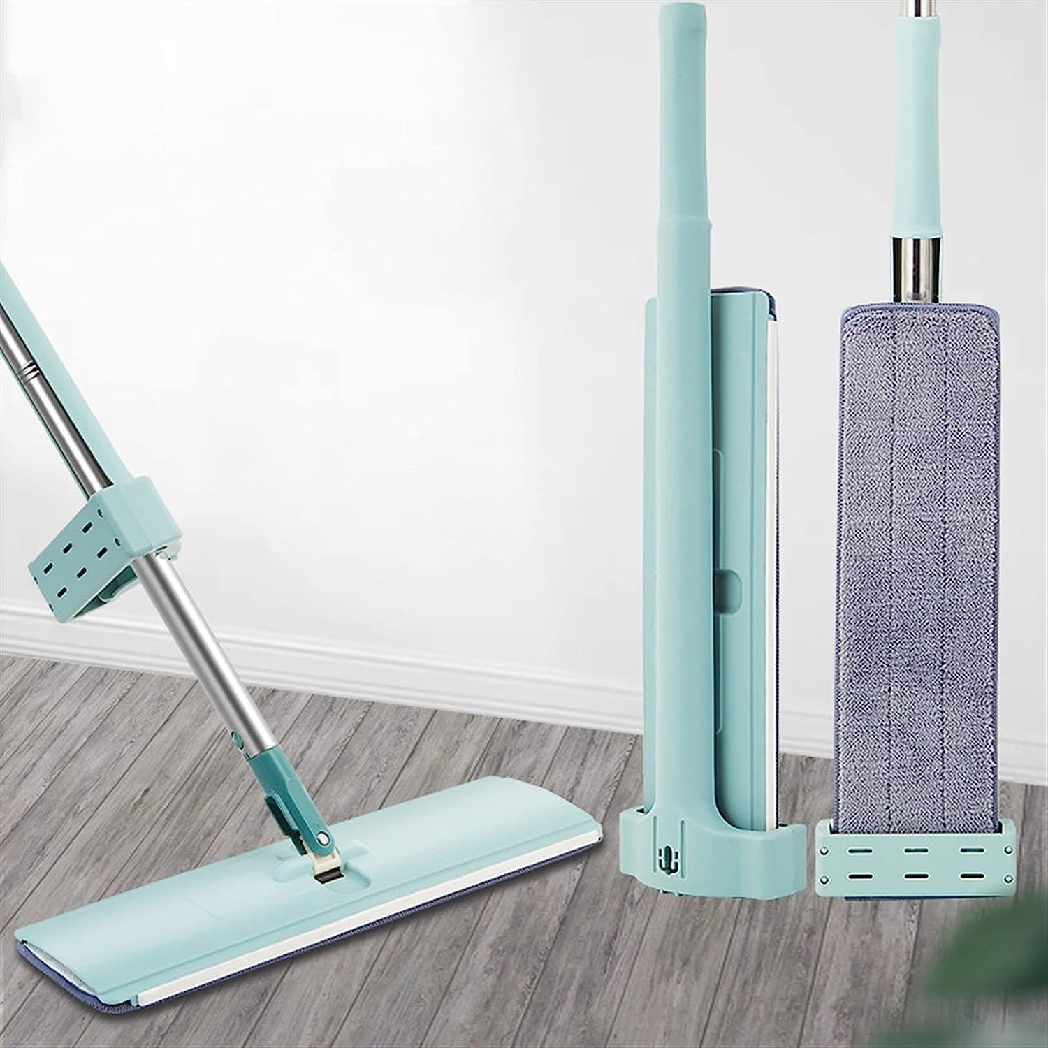 مساحة موب لتنظيف الأرضيات والسيراميك والباركيه، بمقبض ستانلس ستيل دوار 360 درجة مقاوم للانزلاق والاهتراء لتنظيف المنزل