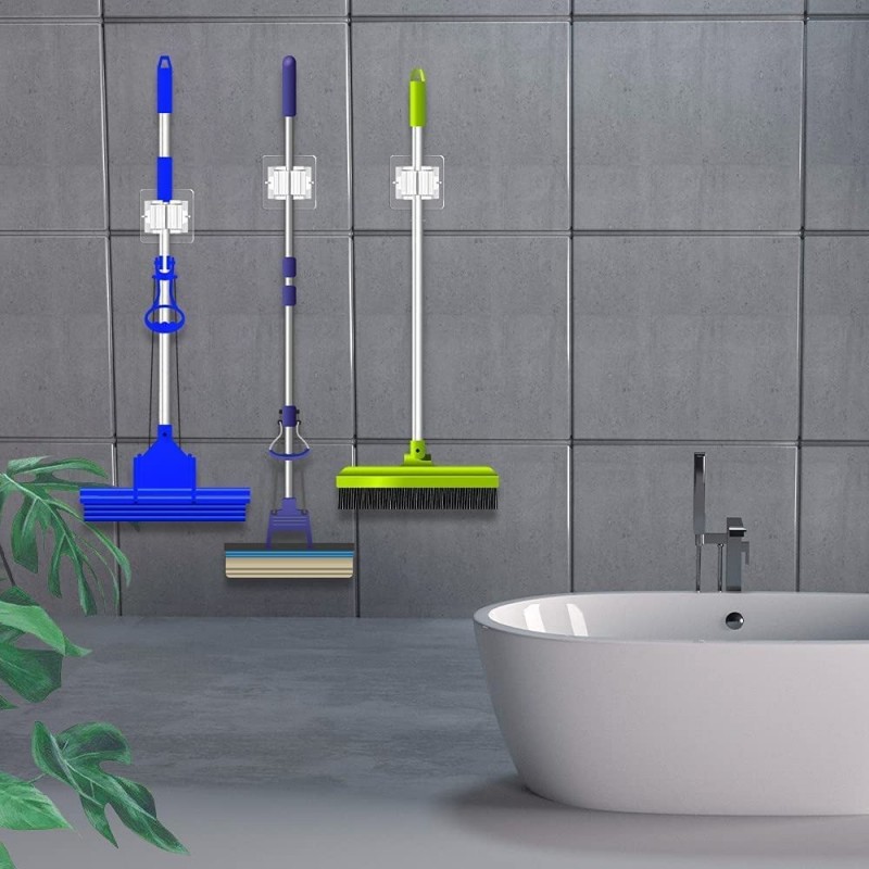 حامل مكنسة(5 قطع) لاصق ذاتي مثبت على الحائط مقاوم للماء    يساعدك جدار حامل الممسحة على توفير المساحة لتصميم الشفاف الفريد يجعله غير مرئي تقريبًا وهو مناسب تمامًا لتزيين المنزل الجميل    سهل