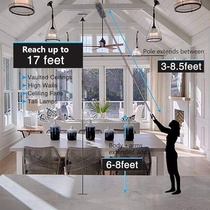 زعافة يدوية استانليس لتنظيف الأماكن العالية والصعبة الوصول ليها | إزالة جميع الأتربة والأوساخ | قابلة للطي | من generic