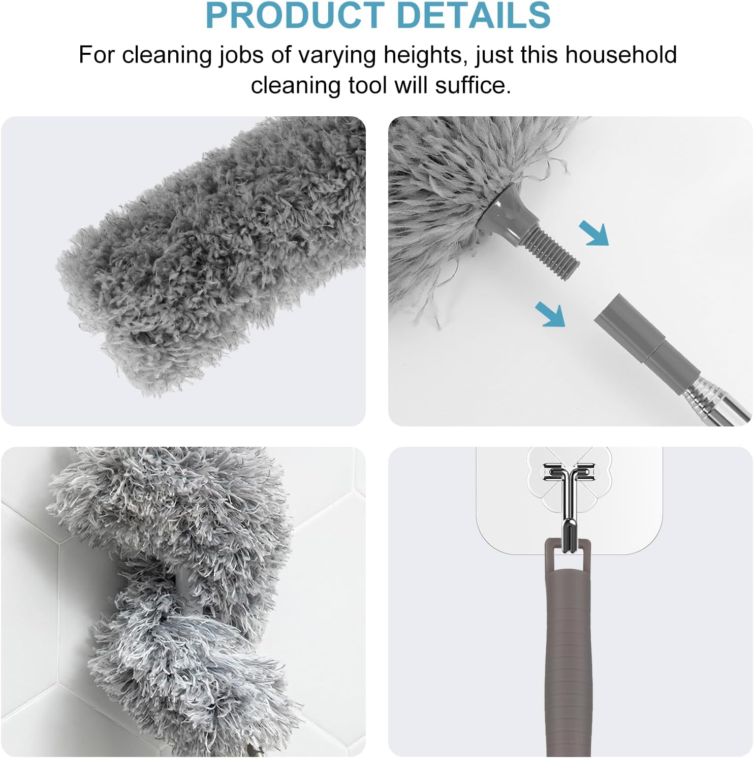 زعافة يدوية استانليس لتنظيف الأماكن العالية والصعبة الوصول ليها | إزالة جميع الأتربة والأوساخ | قابلة للطي | من generic