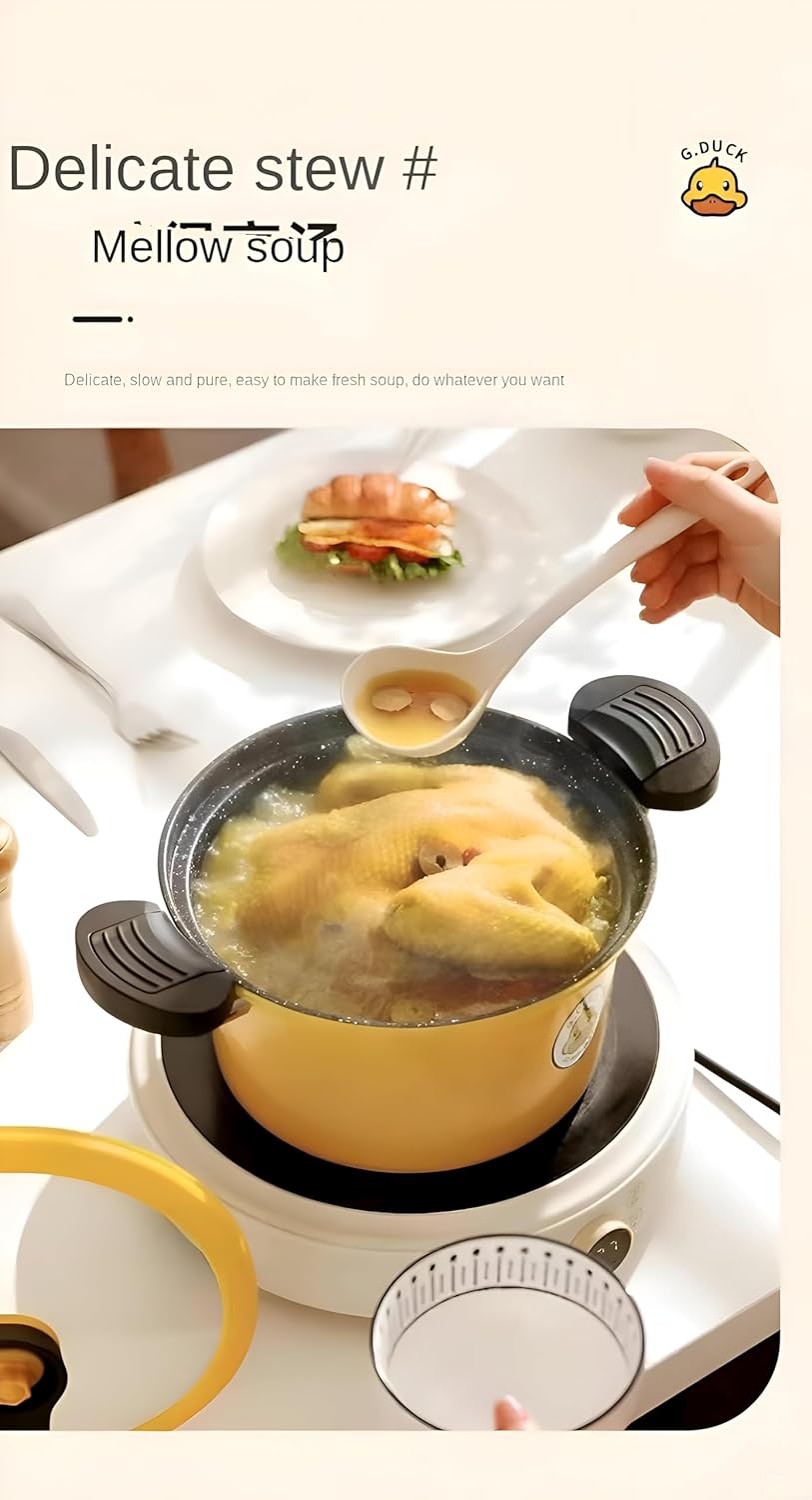 وعاء متعدد الاستخدامات- حلة بطة صفراء جميل، 22 سم مثالي للحساء، قدر ضغط عالي 3.5 لتر للوجبات اليومية (قطعه)