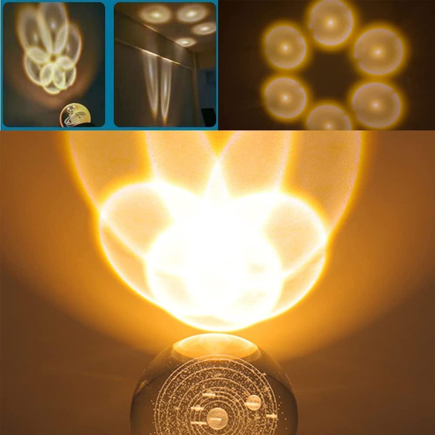 سيبينسوس مصباح ليلي ثلاثي الابعاد بتصميم كرة كريستالية على شكل مجرة نظام شمسي طاولة USB كريستال خشبية ملونة لتزيين المنزل هدية عيد ميلاد